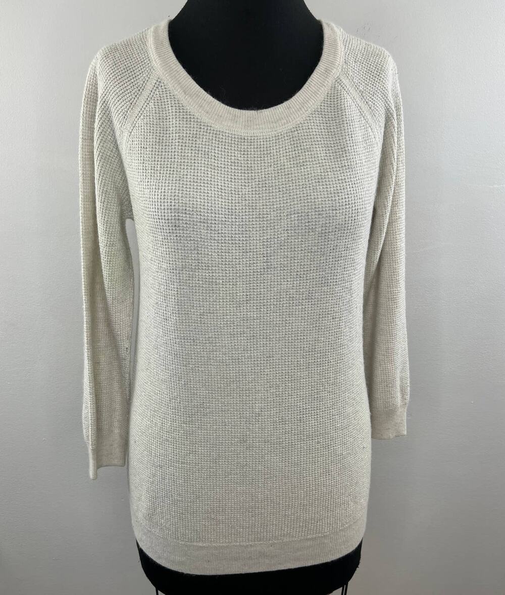 TNA Gray Waffle Knit Scoop Neck Angora Cashmere Pullover Sweater Women's XS
